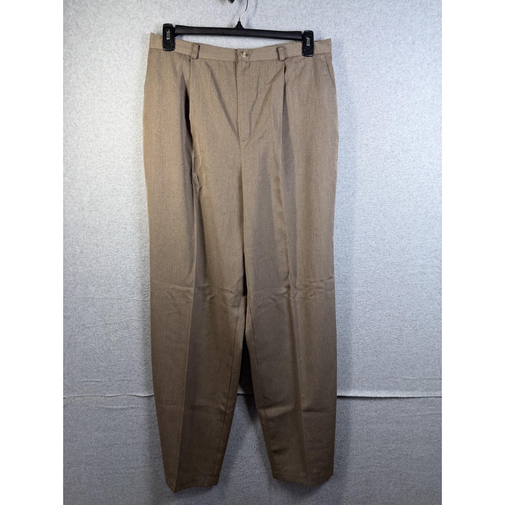 Vintage Briggs Dress Pants Womens 18 Brown Pleated Twill Elastic Waist USA